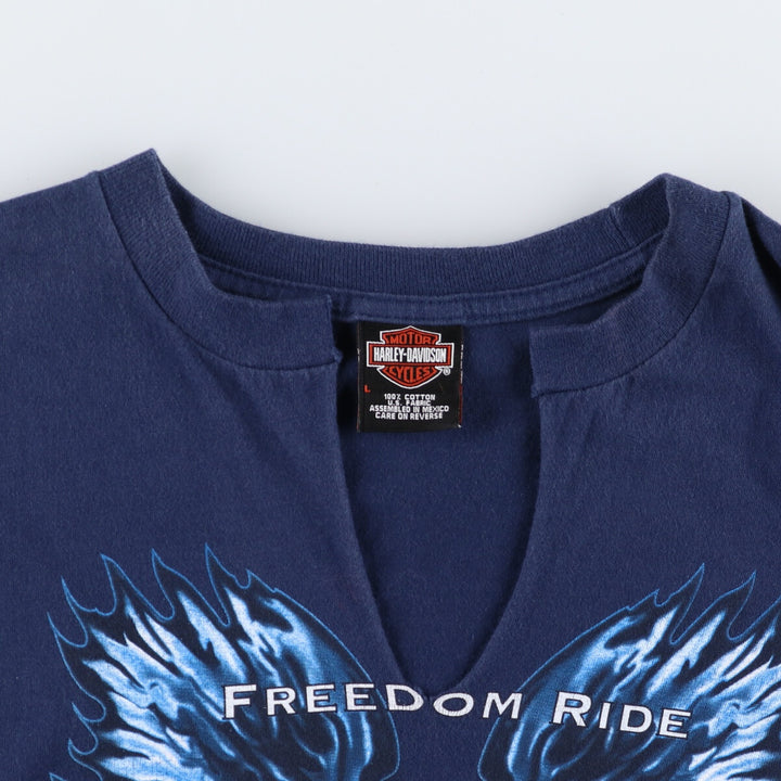 Harley-Davidson Eagle Pattern Cut-off Motorcycle Bike T-shirt Women's L size / eaa481859