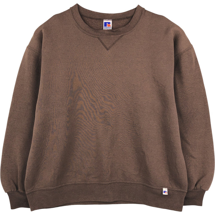 90'S Russell plain blank sweatshirt, sweatshirt, made in USA, men's size L, vintage cotton brown type Vintage Second Hand