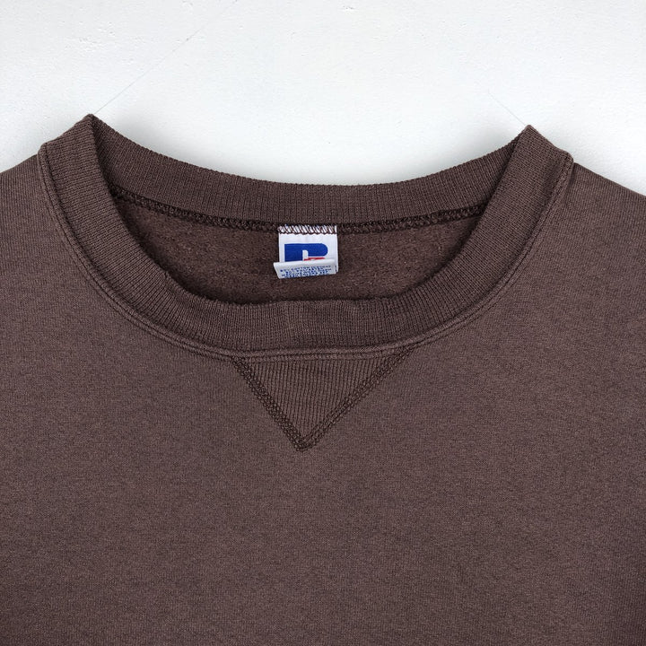 90'S Russell plain blank sweatshirt, sweatshirt, made in USA, men's size L, vintage cotton brown type Vintage Second Hand