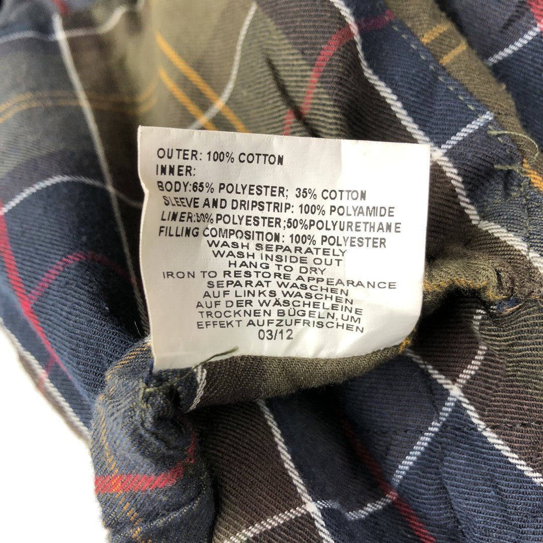 2000'S Barbour DURACOTTON PARKA 3-Warrant Hooded Padded Waxed Cotton Oiled Jacket Men's Size S (approx.) polyester Khaki type Vintage Second Hand
