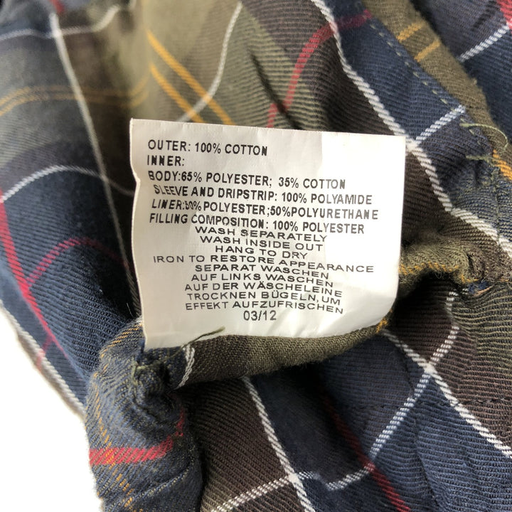 2000'S Barbour DURACOTTON PARKA 3-Warrant Hooded Padded Waxed Cotton Oiled Jacket Men's Size S (approx.) polyester Khaki type Vintage Second Hand