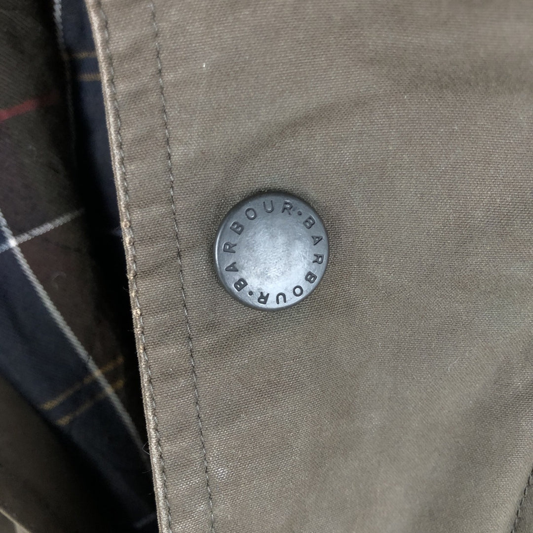 2000'S Barbour DURACOTTON PARKA 3-Warrant Hooded Padded Waxed Cotton Oiled Jacket Men's Size S (approx.) polyester Khaki type Vintage Second Hand