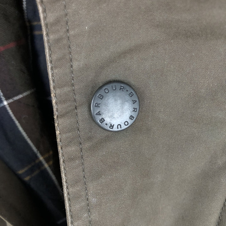 2000'S Barbour DURACOTTON PARKA 3-Warrant Hooded Padded Waxed Cotton Oiled Jacket Men's Size S (approx.) polyester Khaki type Vintage Second Hand