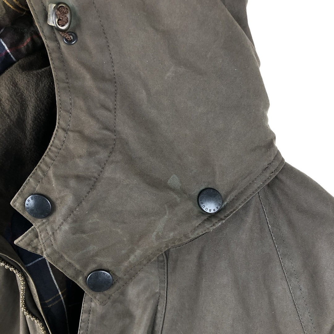 2000'S Barbour DURACOTTON PARKA 3-Warrant Hooded Padded Waxed Cotton Oiled Jacket Men's Size S (approx.) polyester Khaki type Vintage Second Hand