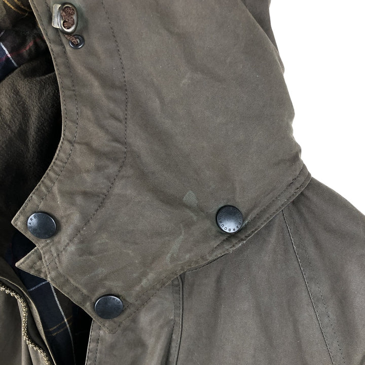 2000'S Barbour DURACOTTON PARKA 3-Warrant Hooded Padded Waxed Cotton Oiled Jacket Men's Size S (approx.) polyester Khaki type Vintage Second Hand