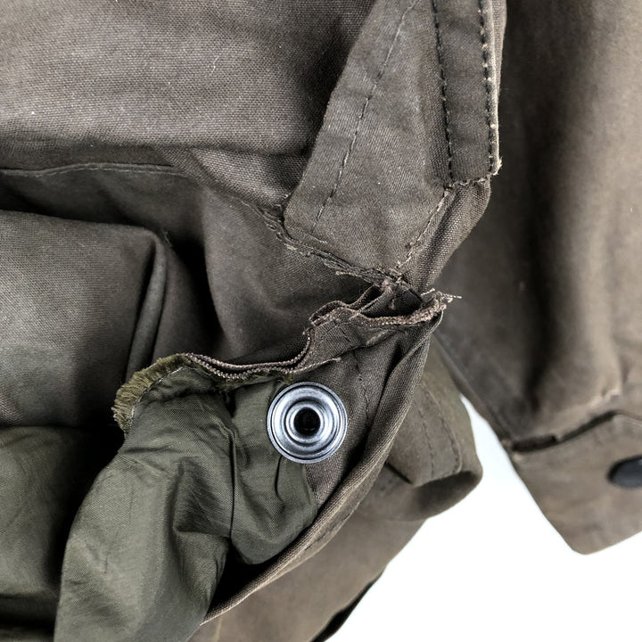 2000'S Barbour DURACOTTON PARKA 3-Warrant Hooded Padded Waxed Cotton Oiled Jacket Men's Size S (approx.) polyester Khaki type Vintage Second Hand