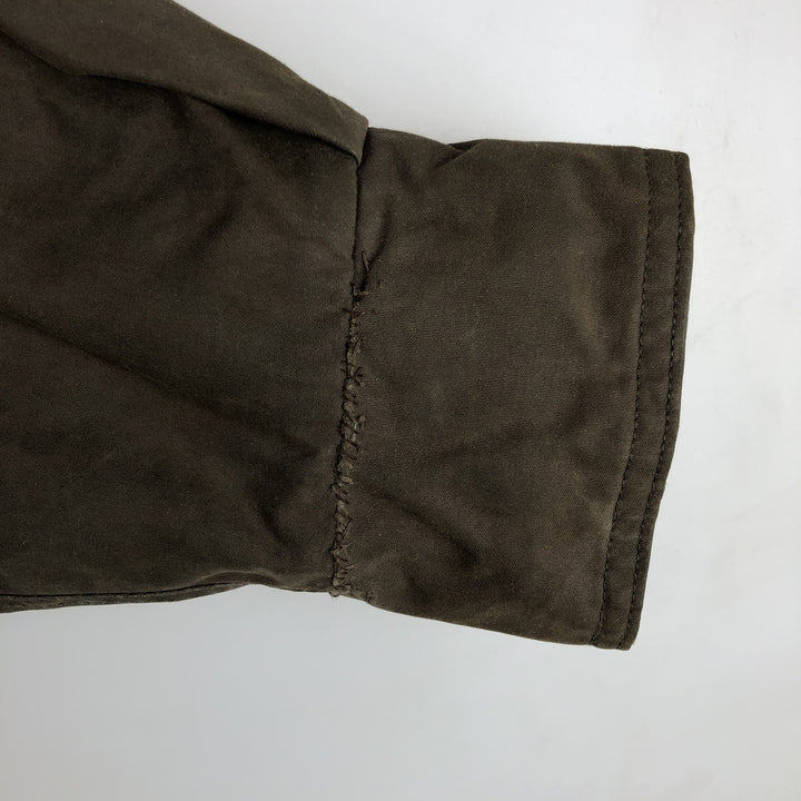 2000'S Barbour DURACOTTON PARKA 3-Warrant Hooded Padded Waxed Cotton Oiled Jacket Men's Size S (approx.) polyester Khaki type Vintage Second Hand
