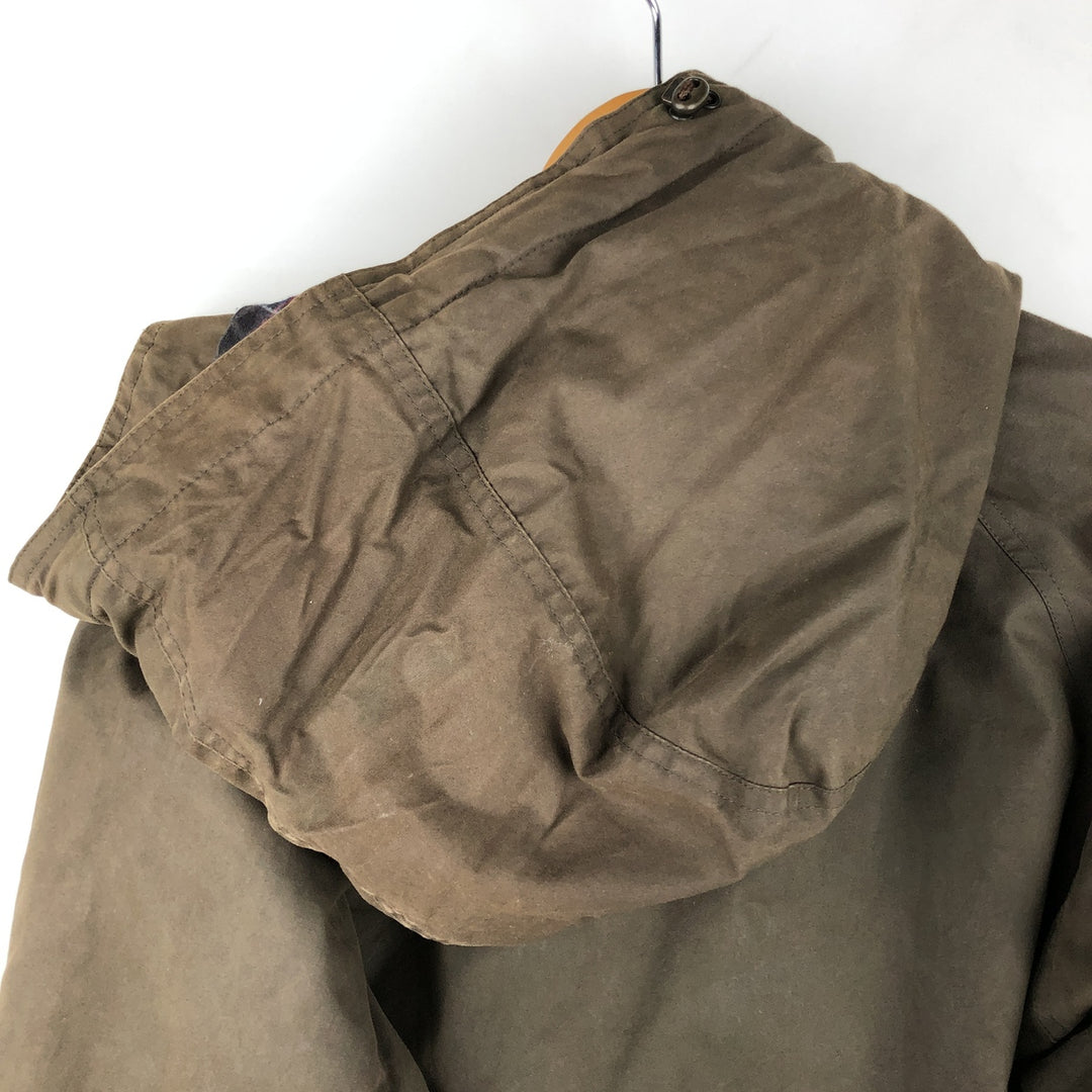 2000'S Barbour DURACOTTON PARKA 3-Warrant Hooded Padded Waxed Cotton Oiled Jacket Men's Size S (approx.) polyester Khaki type Vintage Second Hand