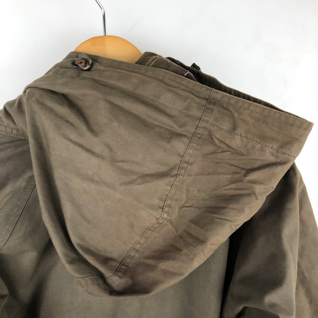 2000'S Barbour DURACOTTON PARKA 3-Warrant Hooded Padded Waxed Cotton Oiled Jacket Men's Size S (approx.) polyester Khaki type Vintage Second Hand