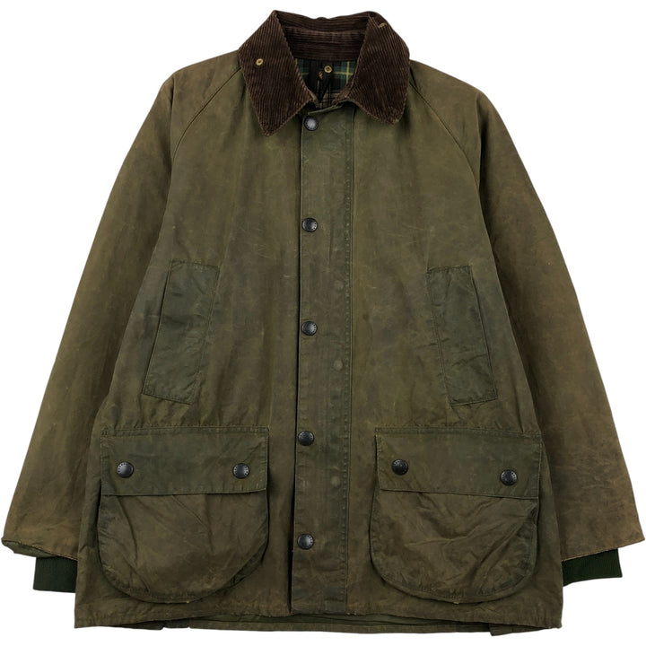 80s-90'S Barbour Bedale (old 3-warrant) waxed cotton oiled jacket, made in England, men's size M equivalent. unclear Khaki type Vintage Second Hand