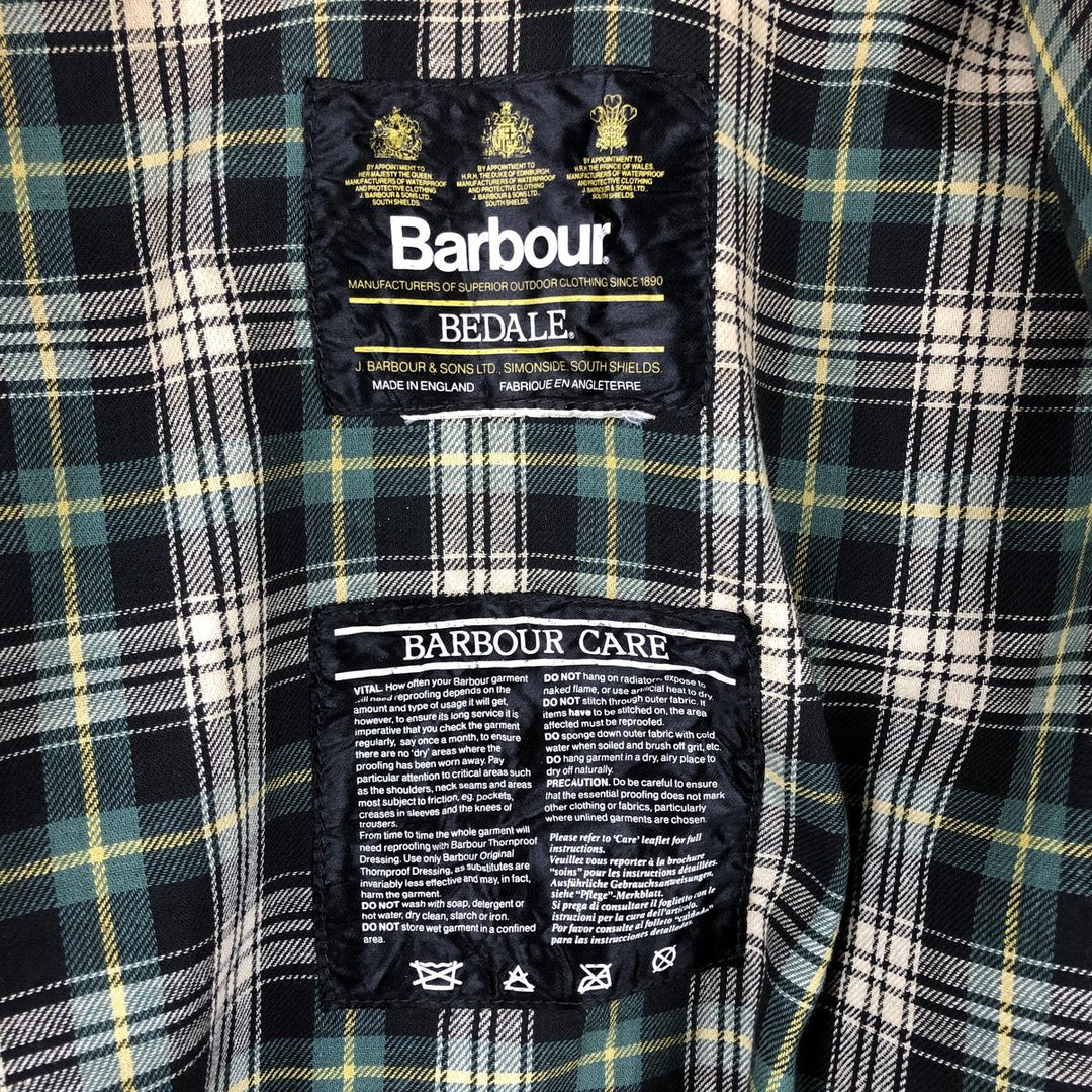 80s-90'S Barbour Bedale (old 3-warrant) waxed cotton oiled jacket, made in England, men's size M equivalent. unclear Khaki type Vintage Second Hand