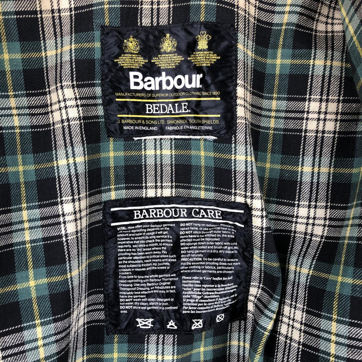80s-90'S Barbour Bedale (old 3-warrant) waxed cotton oiled jacket, made in England, men's size M equivalent. unclear Khaki type Vintage Second Hand