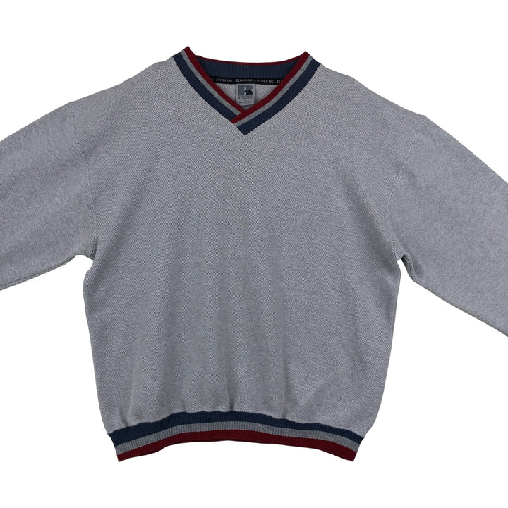 90'S Russell pique V-neck plain blank sweatshirt, made in USA, men's size L equivalent, vintage. polyester gray type Vintage Second Hand
