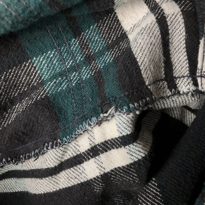 90'S Vintage Five Brother FIVEBROTHER Long Sleeve Flannel Check Shirt, Made in USA, Men's XXL cotton dark green Vintage Second Hand