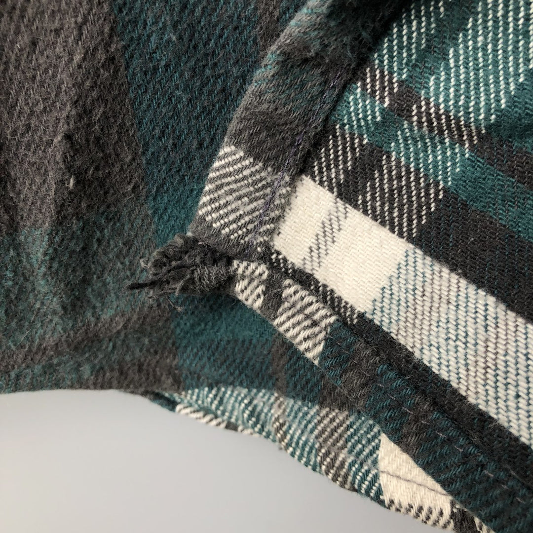 90'S Vintage Five Brother FIVEBROTHER Long Sleeve Flannel Check Shirt, Made in USA, Men's XXL cotton dark green Vintage Second Hand