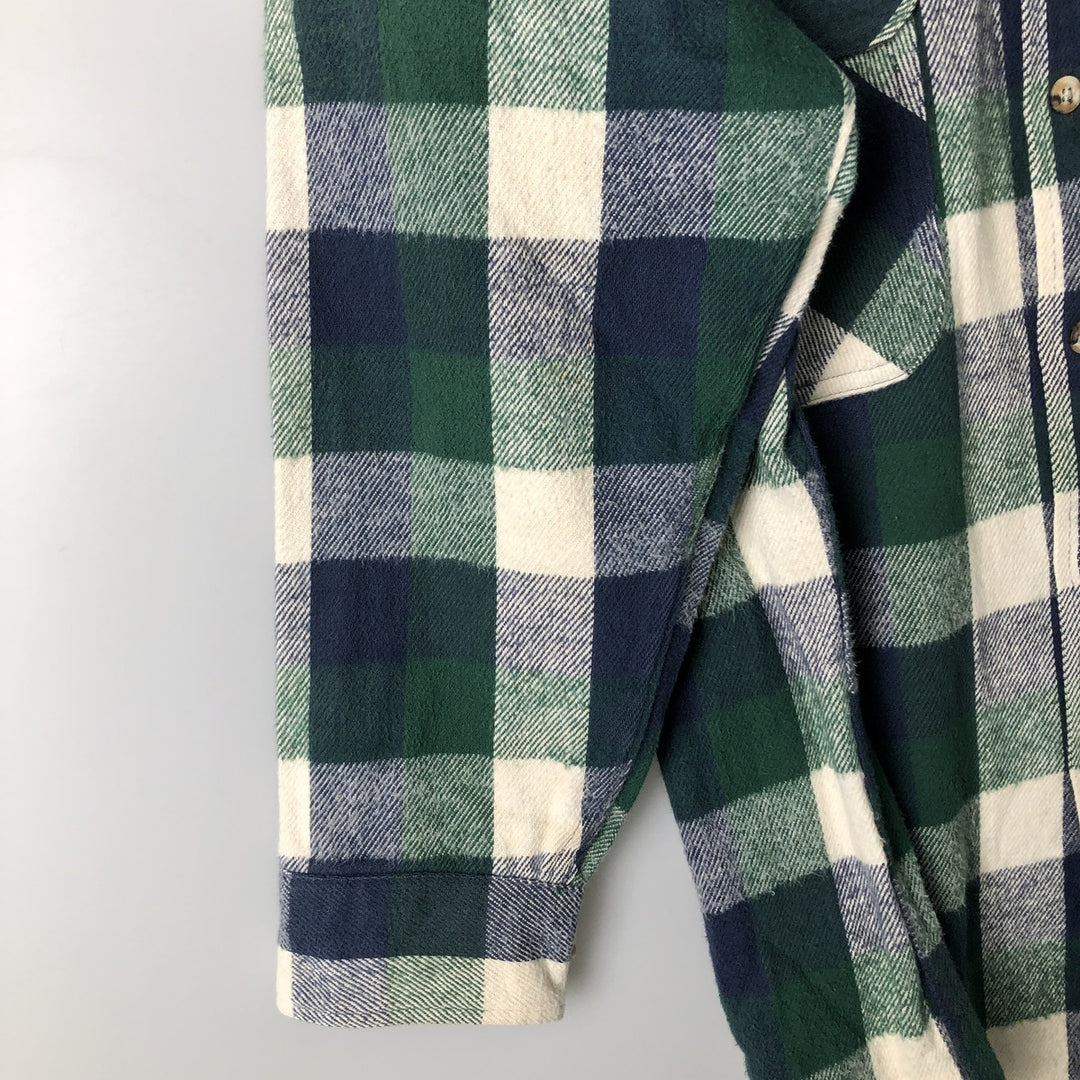 1990-2000 Field Master Long Sleeve Flannel Check Shirt, Made in USA, Men's Size XL cotton blue type Vintage Second Hand