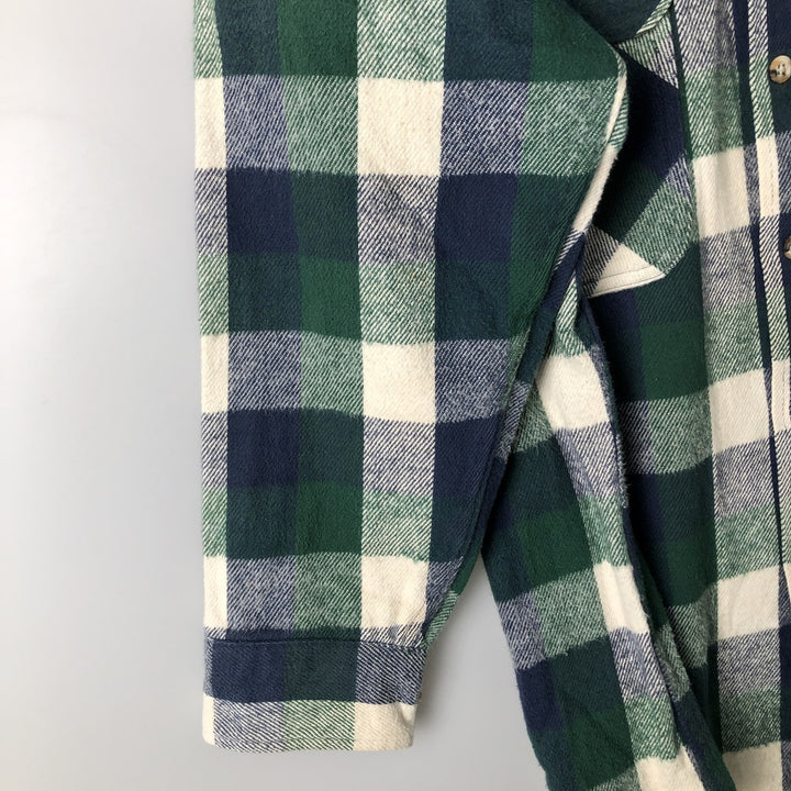 1990-2000 Field Master Long Sleeve Flannel Check Shirt, Made in USA, Men's Size XL cotton blue type Vintage Second Hand