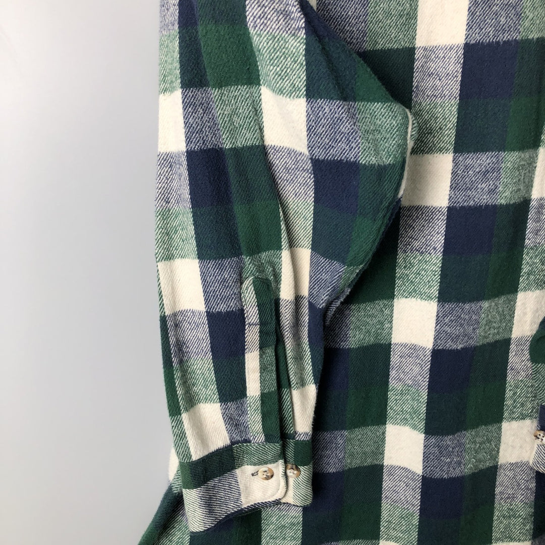 1990-2000 Field Master Long Sleeve Flannel Check Shirt, Made in USA, Men's Size XL cotton blue type Vintage Second Hand