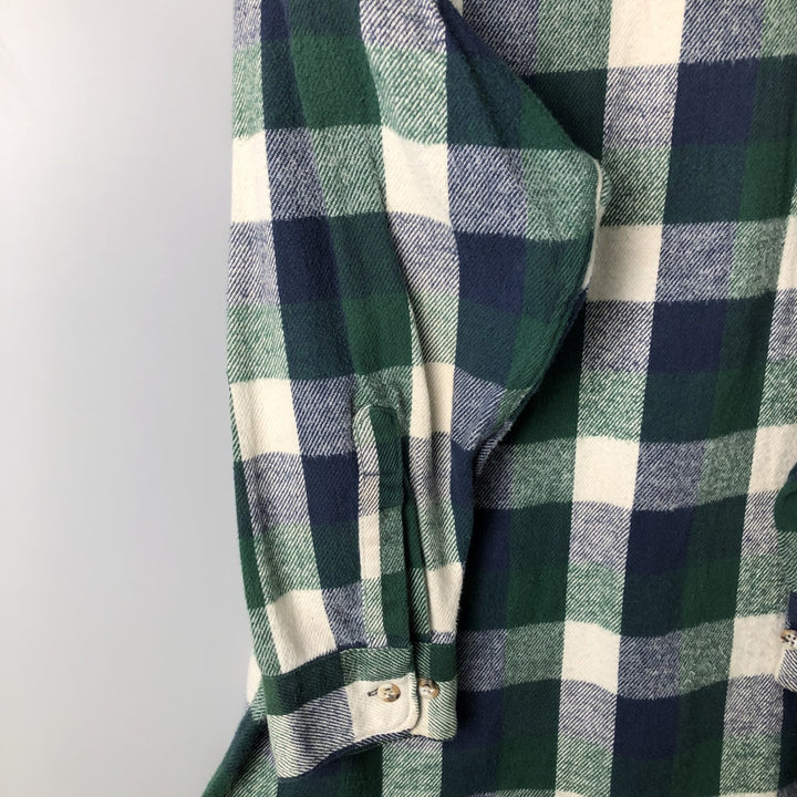 1990-2000 Field Master Long Sleeve Flannel Check Shirt, Made in USA, Men's Size XL cotton blue type Vintage Second Hand