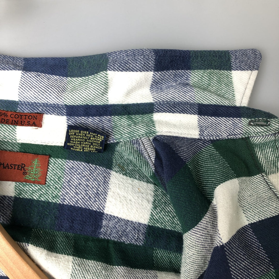 1990-2000 Field Master Long Sleeve Flannel Check Shirt, Made in USA, Men's Size XL cotton blue type Vintage Second Hand