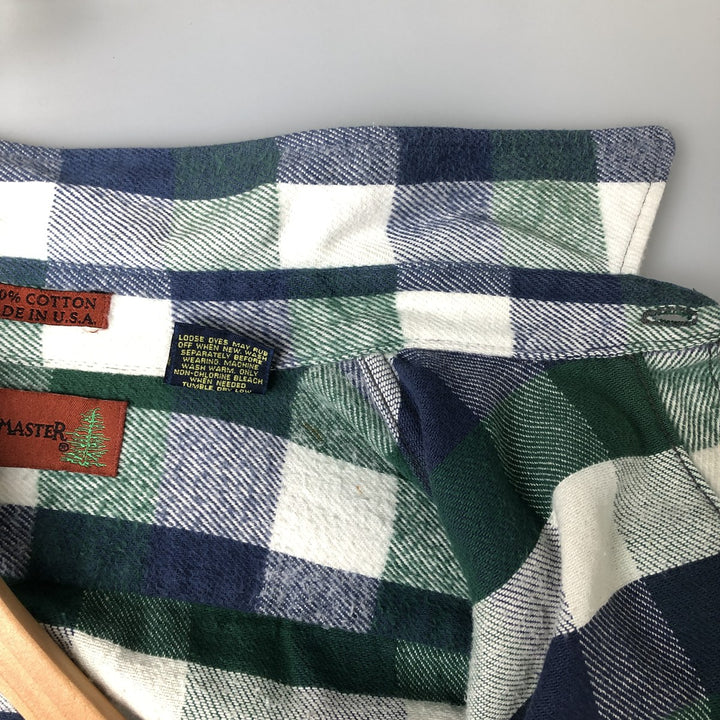 1990-2000 Field Master Long Sleeve Flannel Check Shirt, Made in USA, Men's Size XL cotton blue type Vintage Second Hand