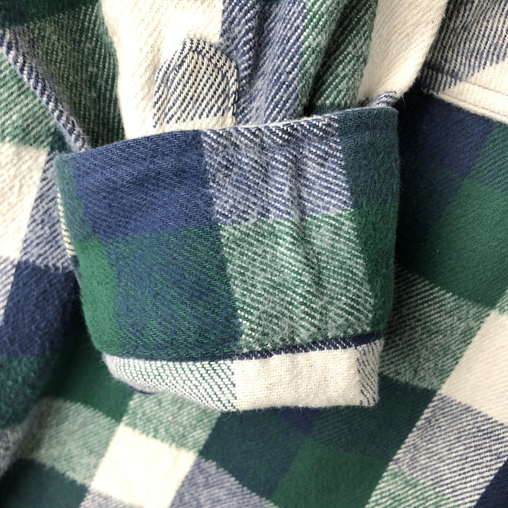 1990-2000 Field Master Long Sleeve Flannel Check Shirt, Made in USA, Men's Size XL cotton blue type Vintage Second Hand