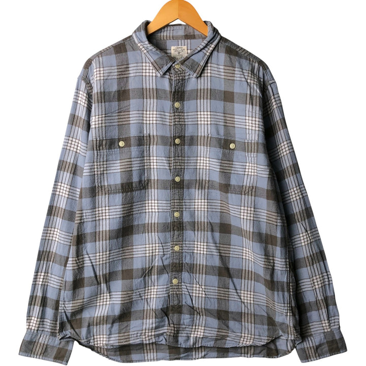 J.Crew Men's Lightflannel Check Long Sleeve Shirt, Size XL cotton Charcoal Vintage Second Hand