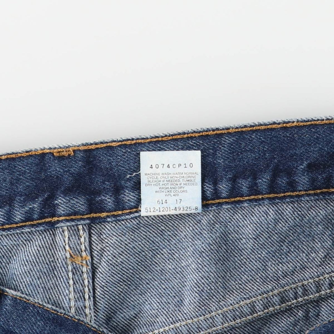 90s-00'S Levi's 512-1201-49325-8 Regular Fit Straight Leg Tapered Denim Pants, Made in USA, Men's Size 36 cotton navy blue type Vintage Second Hand