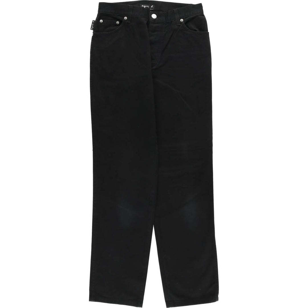 Agnes b. black denim tapered denim pants, made in France, women's size L (w28). cotton black type Vintage Second Hand