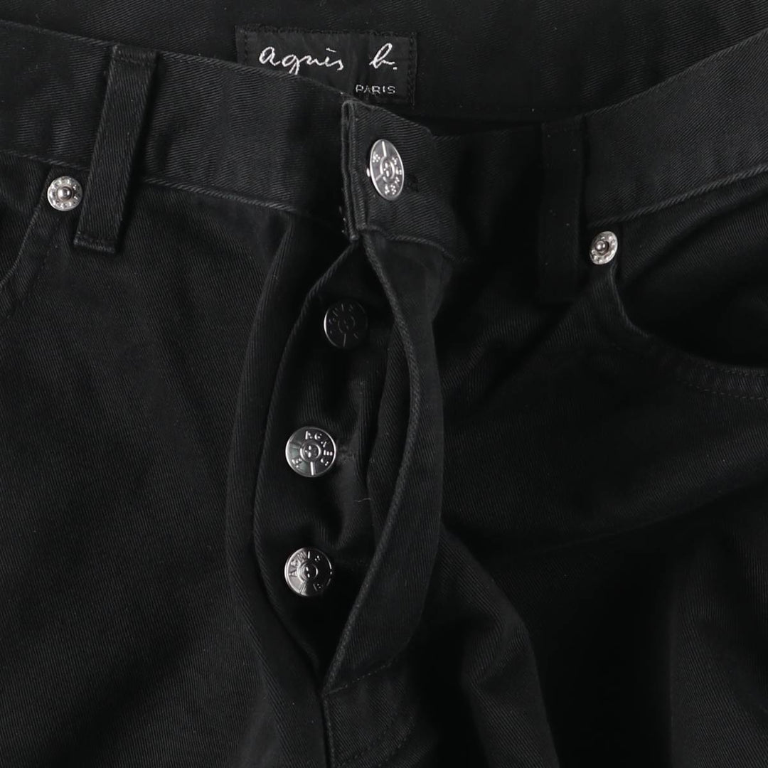 Agnes b. black denim tapered denim pants, made in France, women's size L (w28). cotton black type Vintage Second Hand