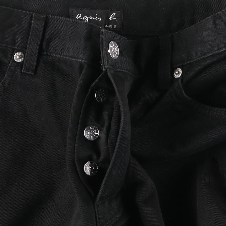 Agnes b. black denim tapered denim pants, made in France, women's size L (w28). cotton black type Vintage Second Hand