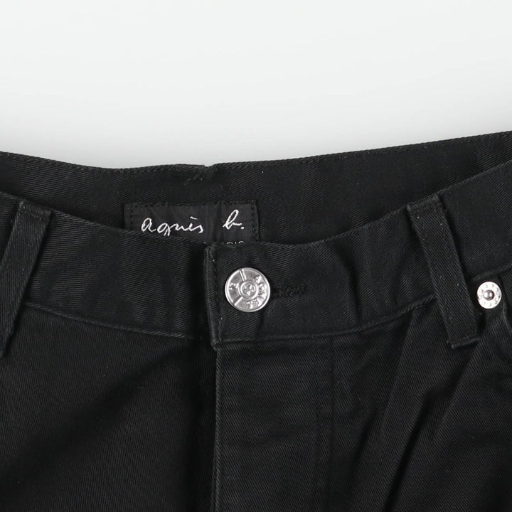 Agnes b. black denim tapered denim pants, made in France, women's size L (w28). cotton black type Vintage Second Hand