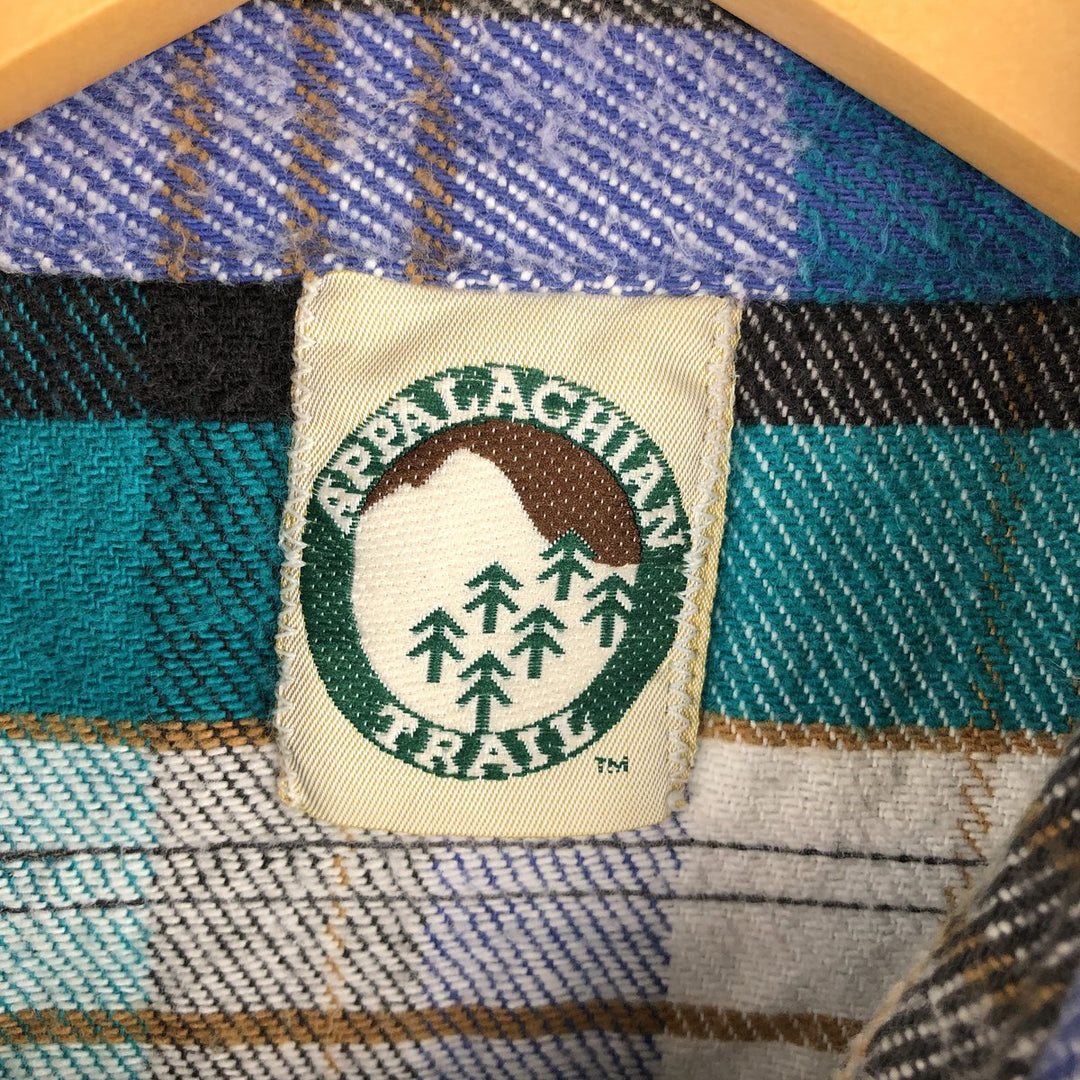 Vintage 1980'S Appalachian Trail long-sleeved heavy flannel check shirt, made in the USA, men's size XL cotton blue type Vintage Second Hand