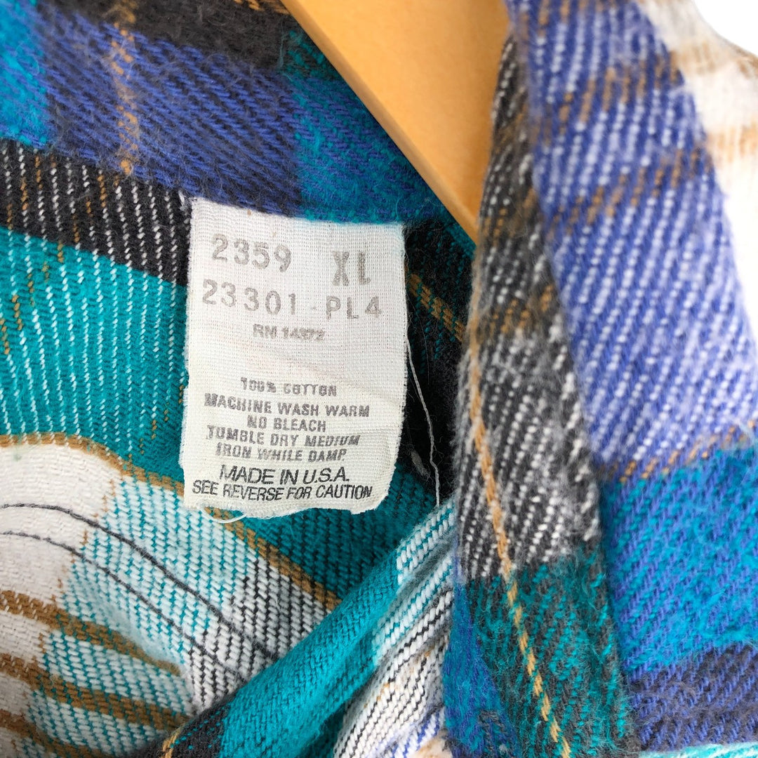 Vintage 1980'S Appalachian Trail long-sleeved heavy flannel check shirt, made in the USA, men's size XL cotton blue type Vintage Second Hand