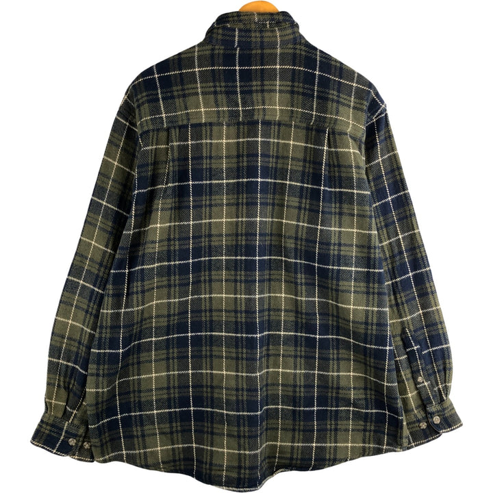 Faded Glory BRAWNY Long Sleeve Heavy Flannel Check Shirt, Men's Size L cotton navy blue type Vintage Second Hand
