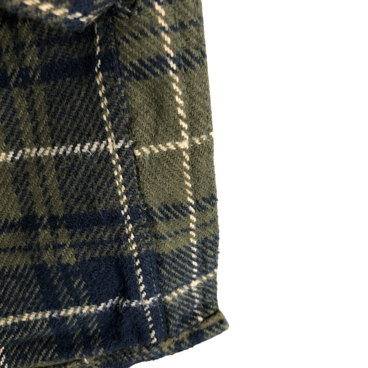 Faded Glory BRAWNY Long Sleeve Heavy Flannel Check Shirt, Men's Size L cotton navy blue type Vintage Second Hand