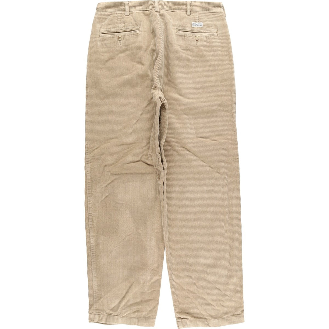 Ralph Lauren POLO by Ralph Lauren Two-pleat Wide-ribbed Corduroy Pants, Men's, Size W33 cotton beige type brown Vintage Second Hand