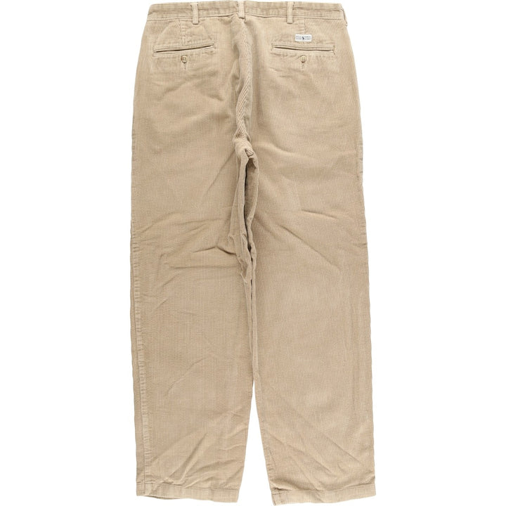 Ralph Lauren POLO by Ralph Lauren Two-pleat Wide-ribbed Corduroy Pants, Men's, Size W33 cotton beige type brown Vintage Second Hand