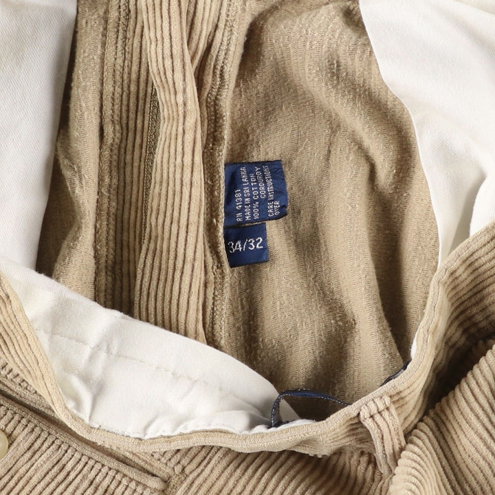 Ralph Lauren POLO by Ralph Lauren Two-pleat Wide-ribbed Corduroy Pants, Men's, Size W33 cotton beige type brown Vintage Second Hand