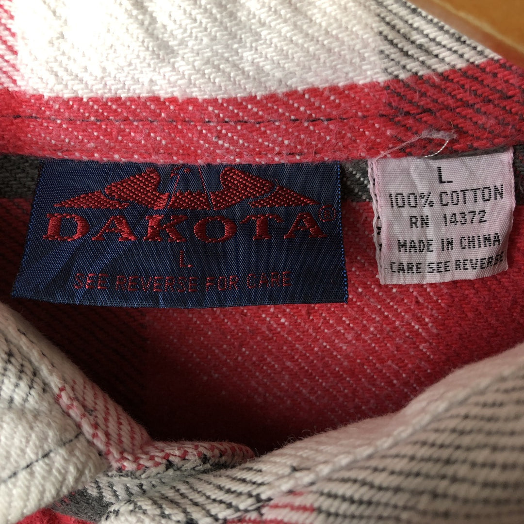 Vintage 90'S Dakota long-sleeved flannel check shirt, size L, men's cotton red type Vintage Second Hand