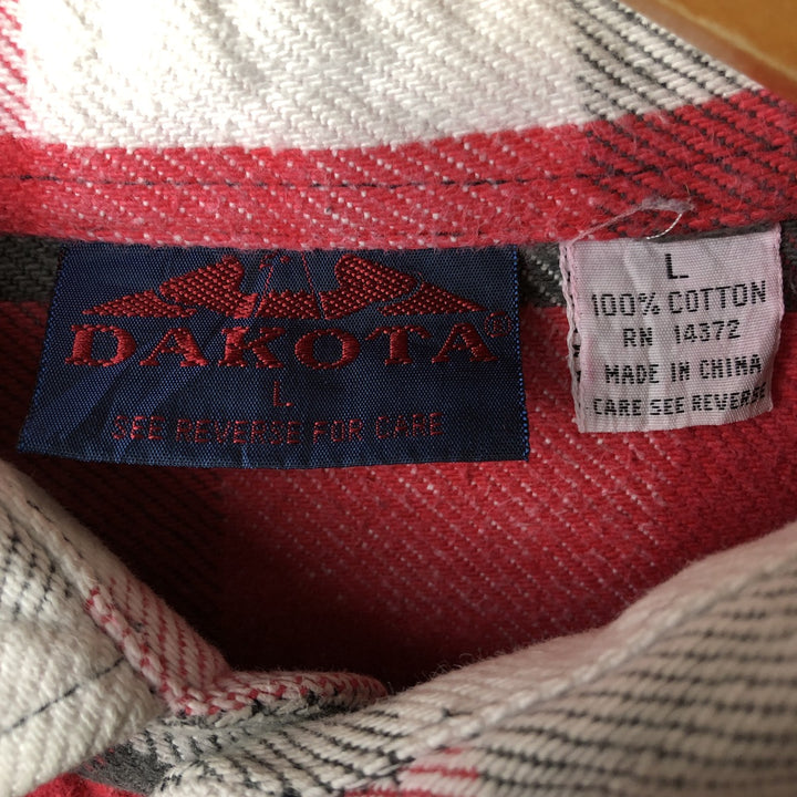 Vintage 90'S Dakota long-sleeved flannel check shirt, size L, men's cotton red type Vintage Second Hand