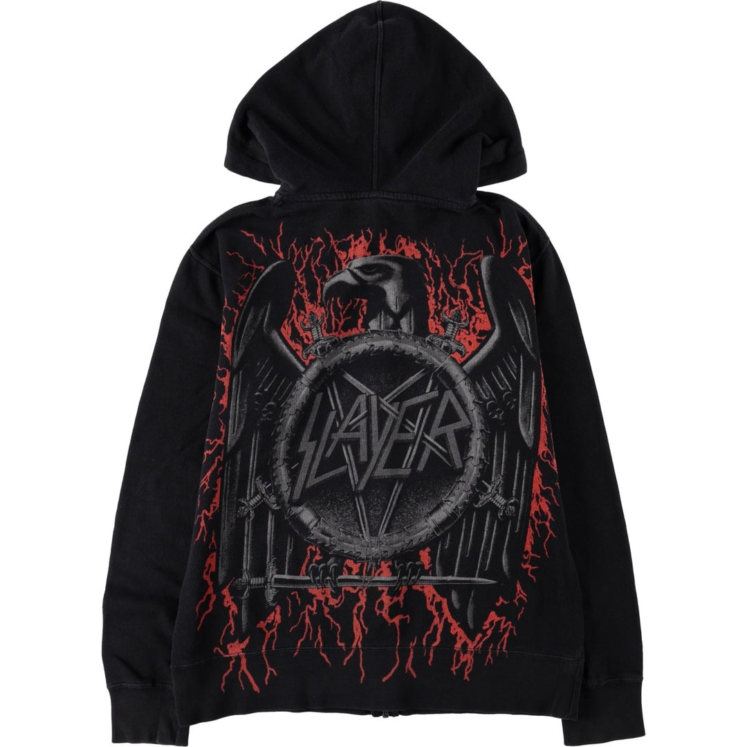 SLAYER Large Print Band Sweat Full-Zip Hoodie (Women's Size S) cotton black type Vintage Second Hand