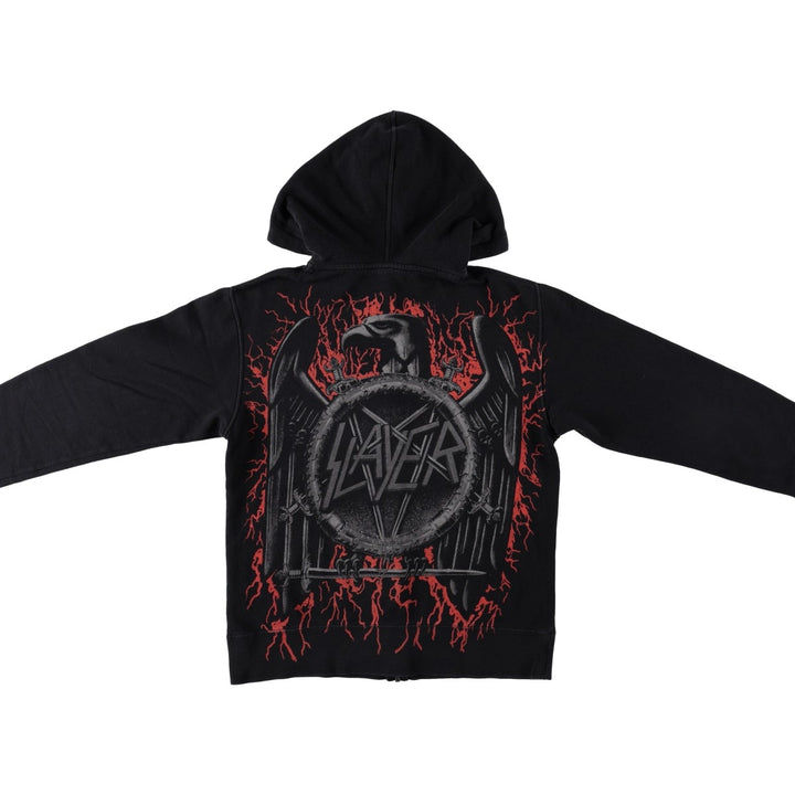 SLAYER Large Print Band Sweat Full-Zip Hoodie (Women's Size S) cotton black type Vintage Second Hand
