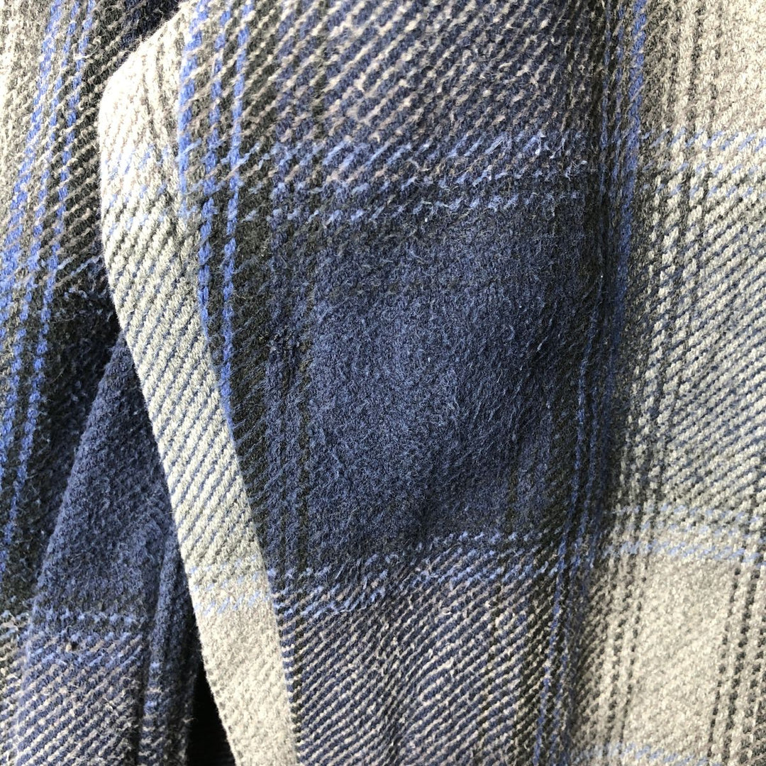Vintage 90s-00'S St. John's Bay long-sleeved heavy flannel check shirt, size L, men's cotton Navy blue Vintage Second Hand