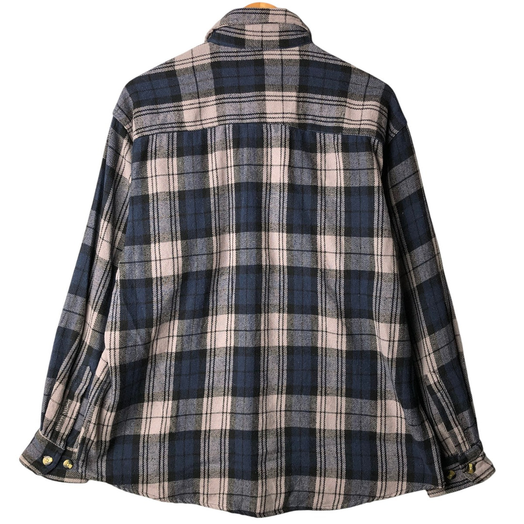 Hickory ShirtCo Half-Zip Long Sleeve Flannel Check Shirt, Men's Size L cotton gray type Vintage Second Hand