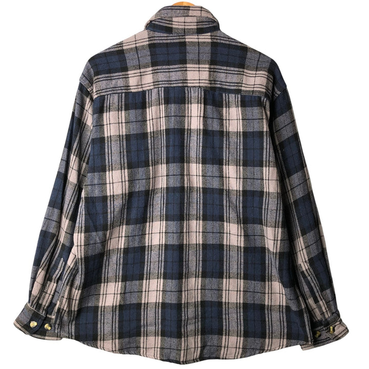 Hickory ShirtCo Half-Zip Long Sleeve Flannel Check Shirt, Men's Size L cotton gray type Vintage Second Hand