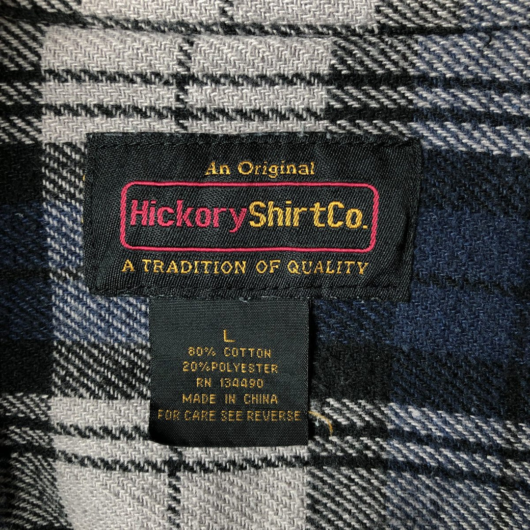 Hickory ShirtCo Half-Zip Long Sleeve Flannel Check Shirt, Men's Size L cotton gray type Vintage Second Hand