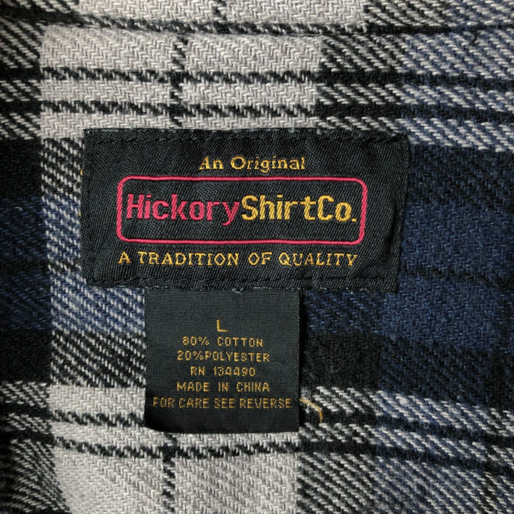 Hickory ShirtCo Half-Zip Long Sleeve Flannel Check Shirt, Men's Size L cotton gray type Vintage Second Hand