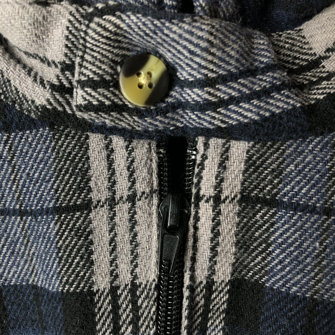 Hickory ShirtCo Half-Zip Long Sleeve Flannel Check Shirt, Men's Size L cotton gray type Vintage Second Hand