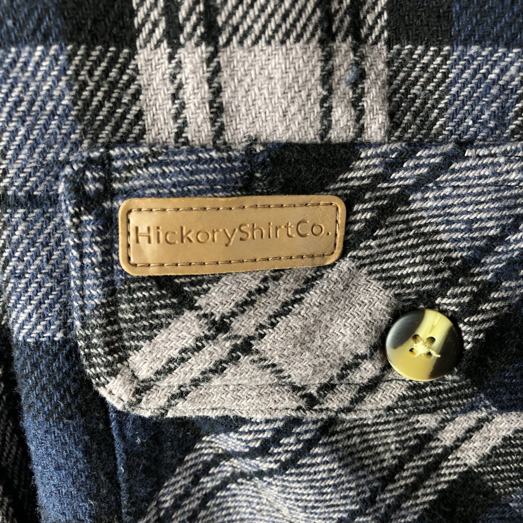 Hickory ShirtCo Half-Zip Long Sleeve Flannel Check Shirt, Men's Size L cotton gray type Vintage Second Hand